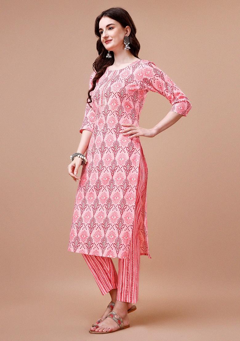 Multicolor Embroidery Rayon Kurta Set - Indya
