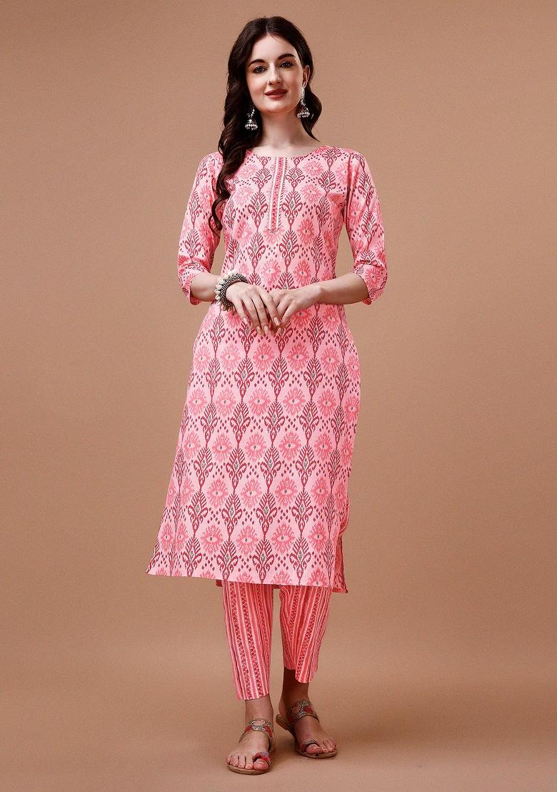 Multicolor Embroidery Rayon Kurta Set - Indya