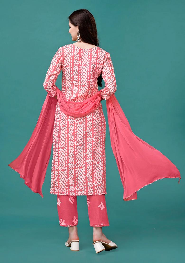 Multicolor Embroidery Rayon Kurta Set - Indya