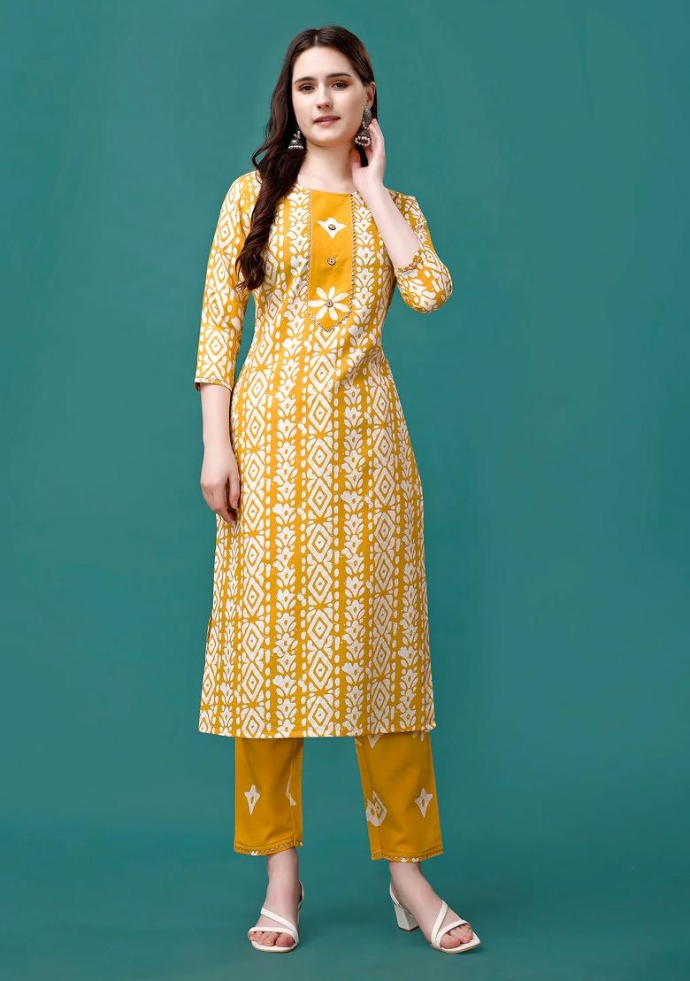Multicolor Embroidery Rayon Kurta Set - Indya