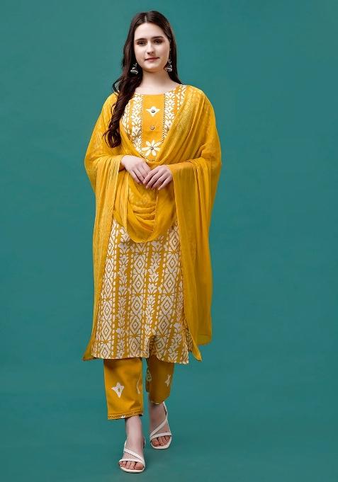 Multicolor Embroidery Rayon Kurta Set