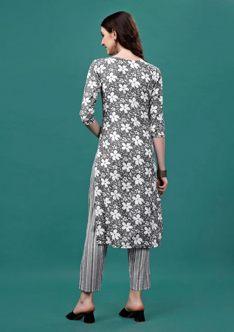 Multicolor Embroidery Rayon Kurta Set - Indya