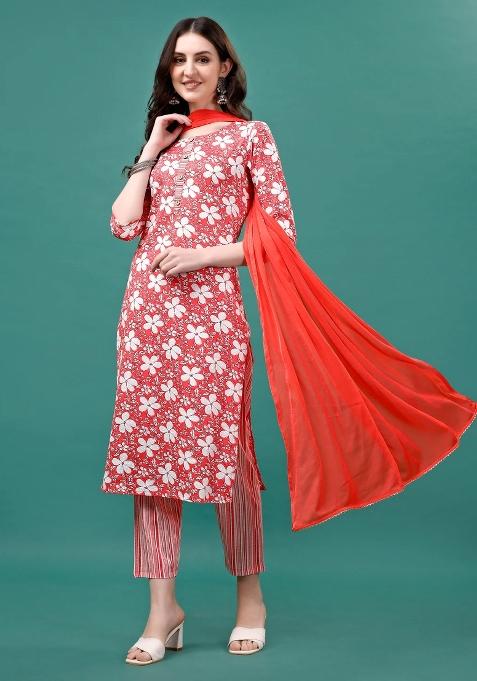 Multicolor Embroidery Rayon Kurta Set