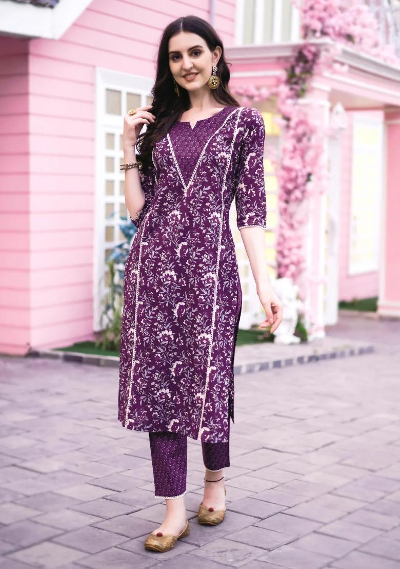Multicolor Embroidery Rayon Kurta Set - Indya