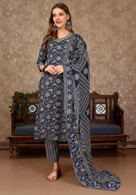 Multicolor Embroidery Rayon Kurta Set