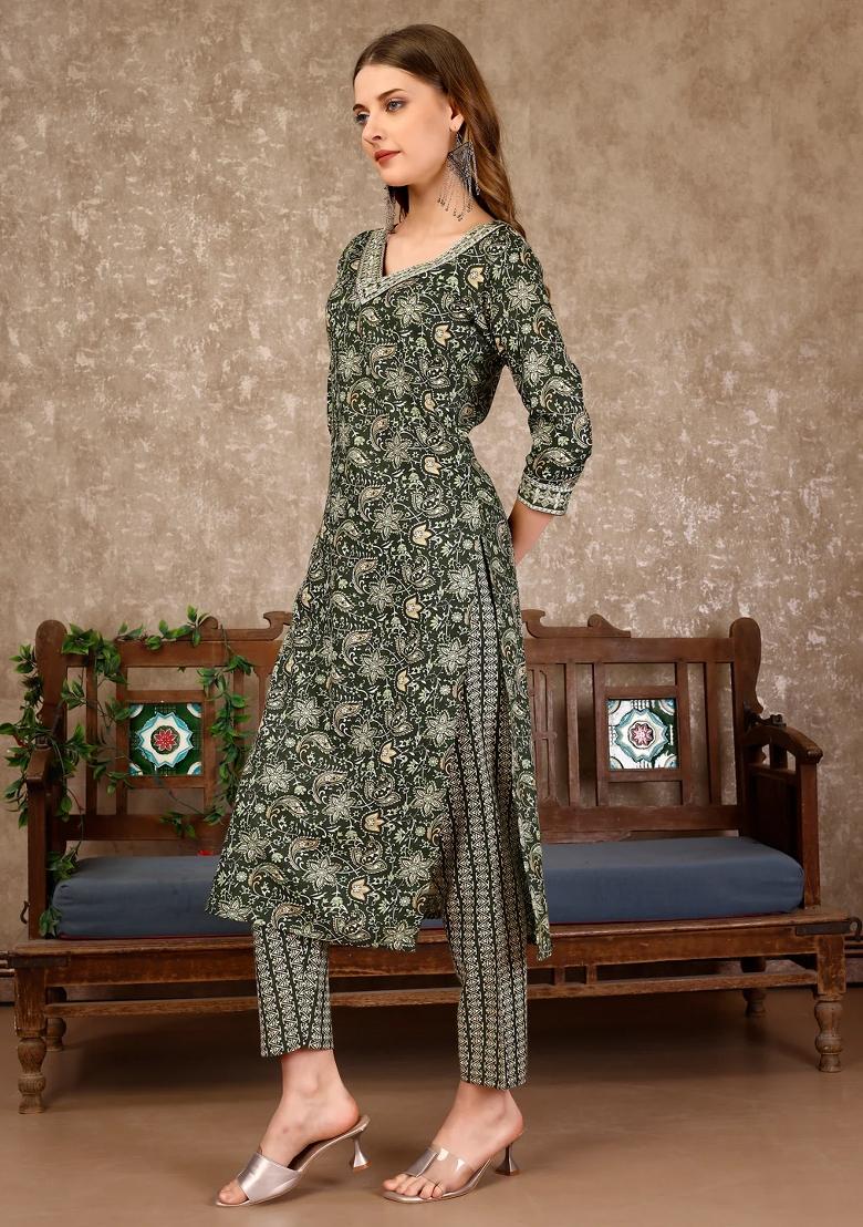 Multicolor Embroidery Rayon Kurta Set - Indya