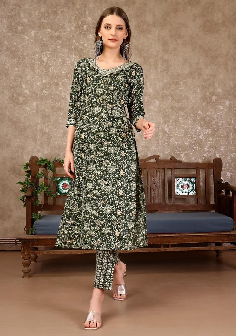 Multicolor Embroidery Rayon Kurta Set - Indya