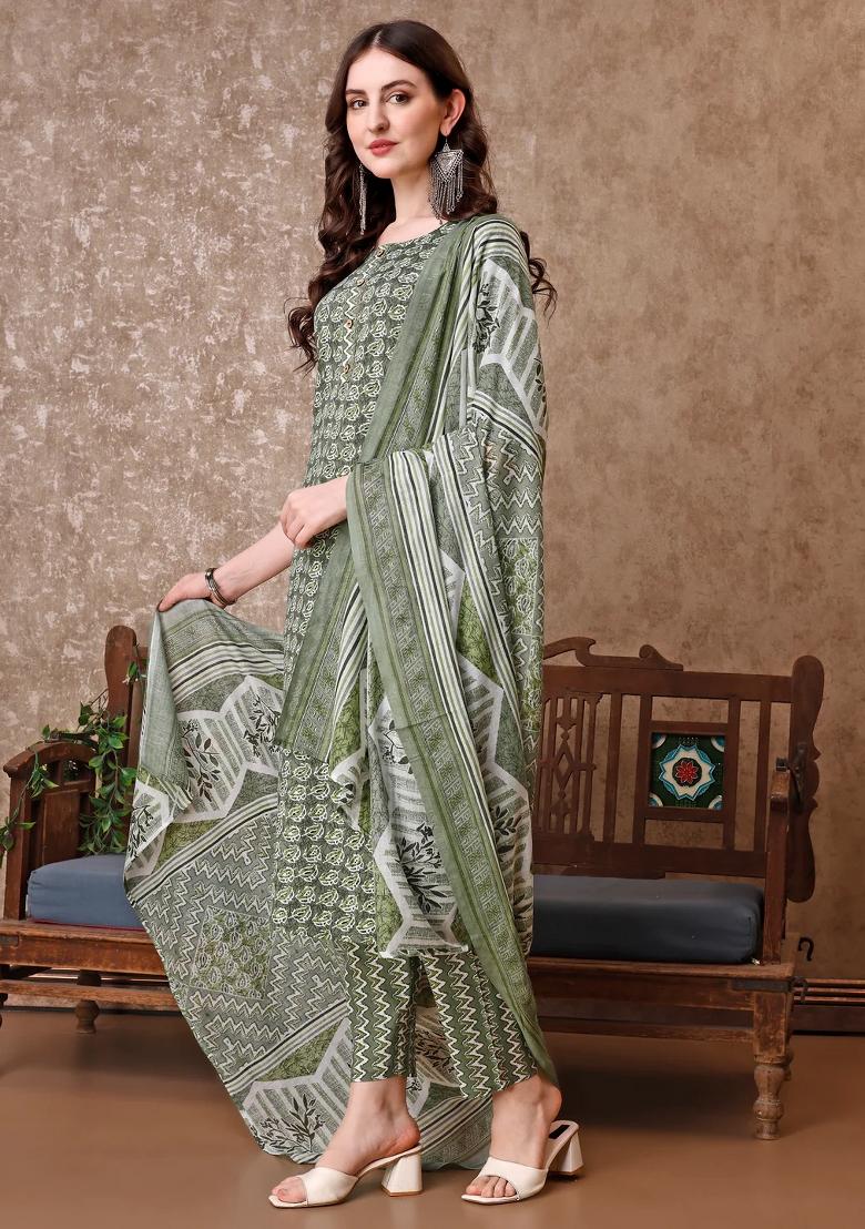 Multicolor Embroidery Rayon Kurta Set - Indya