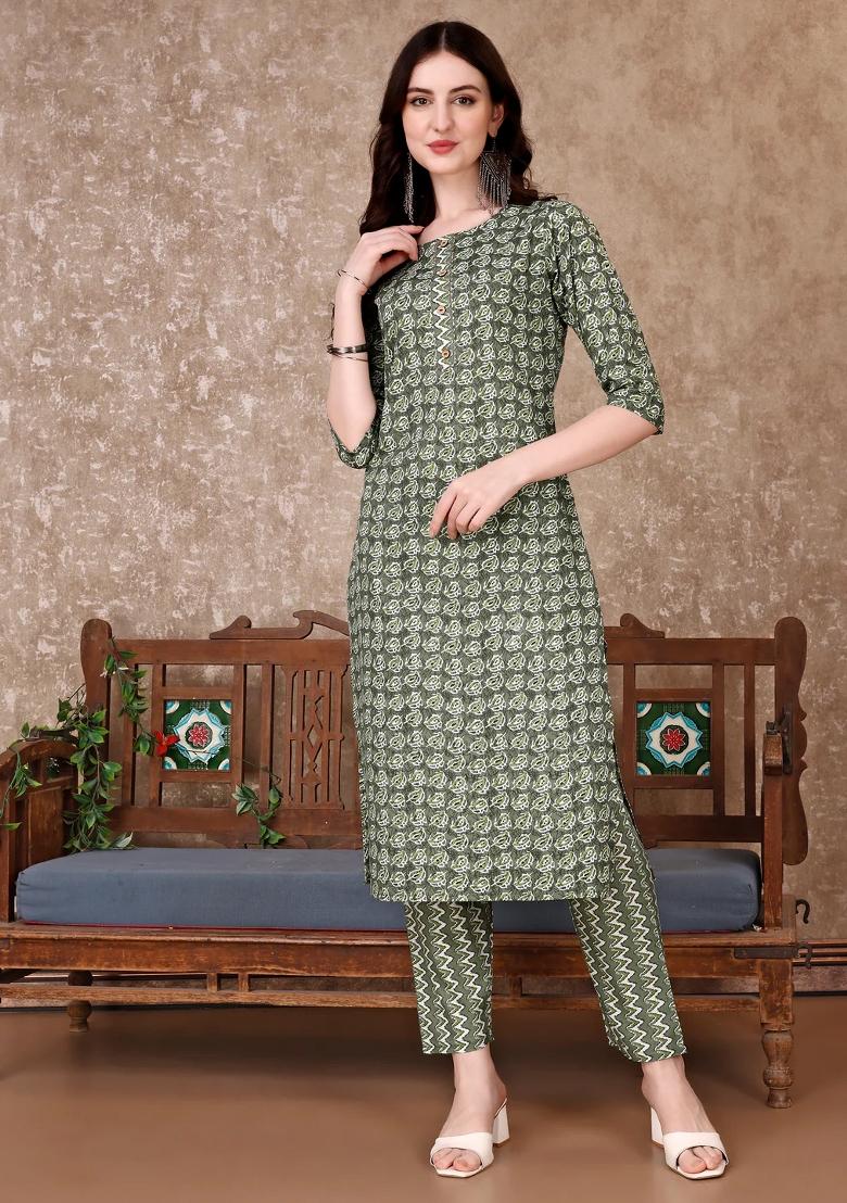 Multicolor Embroidery Rayon Kurta Set - Indya