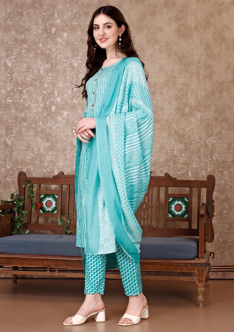 Multicolor Embroidery Rayon Kurta Set - Indya