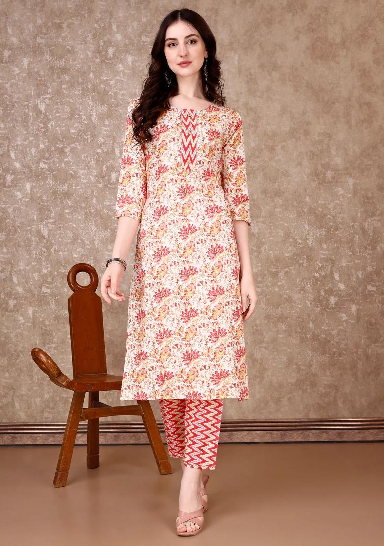 Multicolor Embroidery Rayon Kurta Set - Indya
