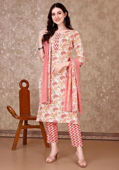 Multicolor Embroidery Rayon Kurta Set