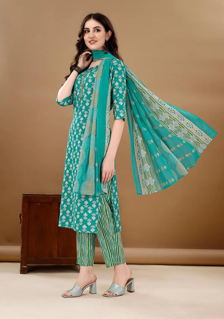 Multicolor Embroidery Rayon Kurta Set - Indya