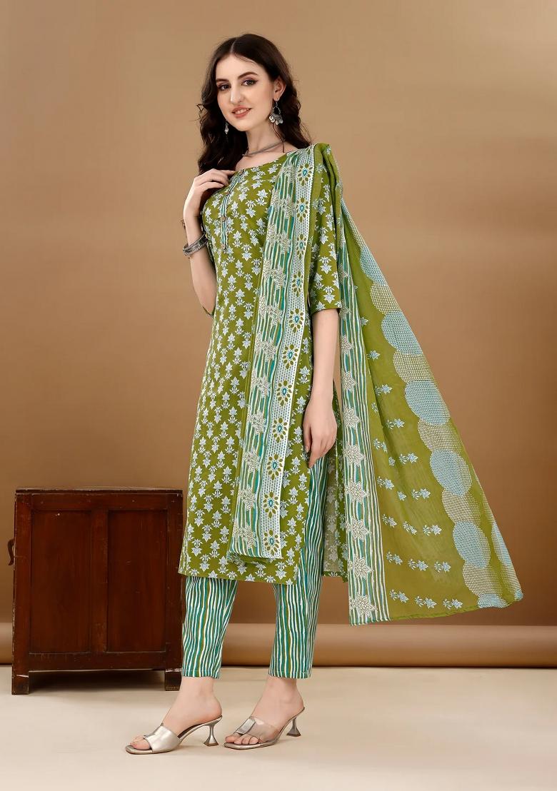 Multicolor Embroidery Rayon Kurta Set - Indya