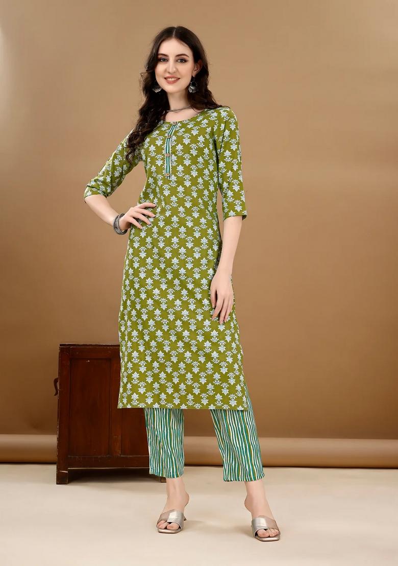 Multicolor Embroidery Rayon Kurta Set - Indya