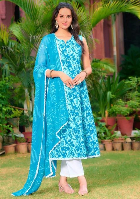 Blue Embroidery Rayon Kurta Set