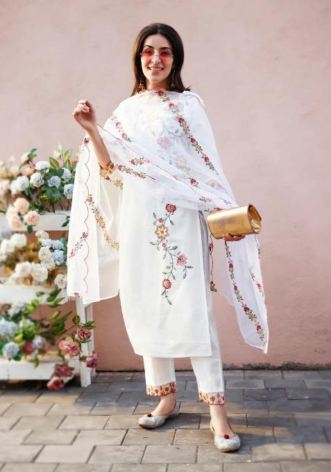 Multicolor Embroidery Rayon Kurta Set