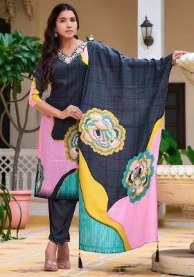 Lavender Embroidery Cotton Kurta Set