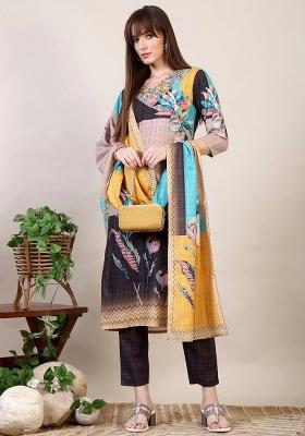 Multicolor Embroidery Cotton Kurta Set