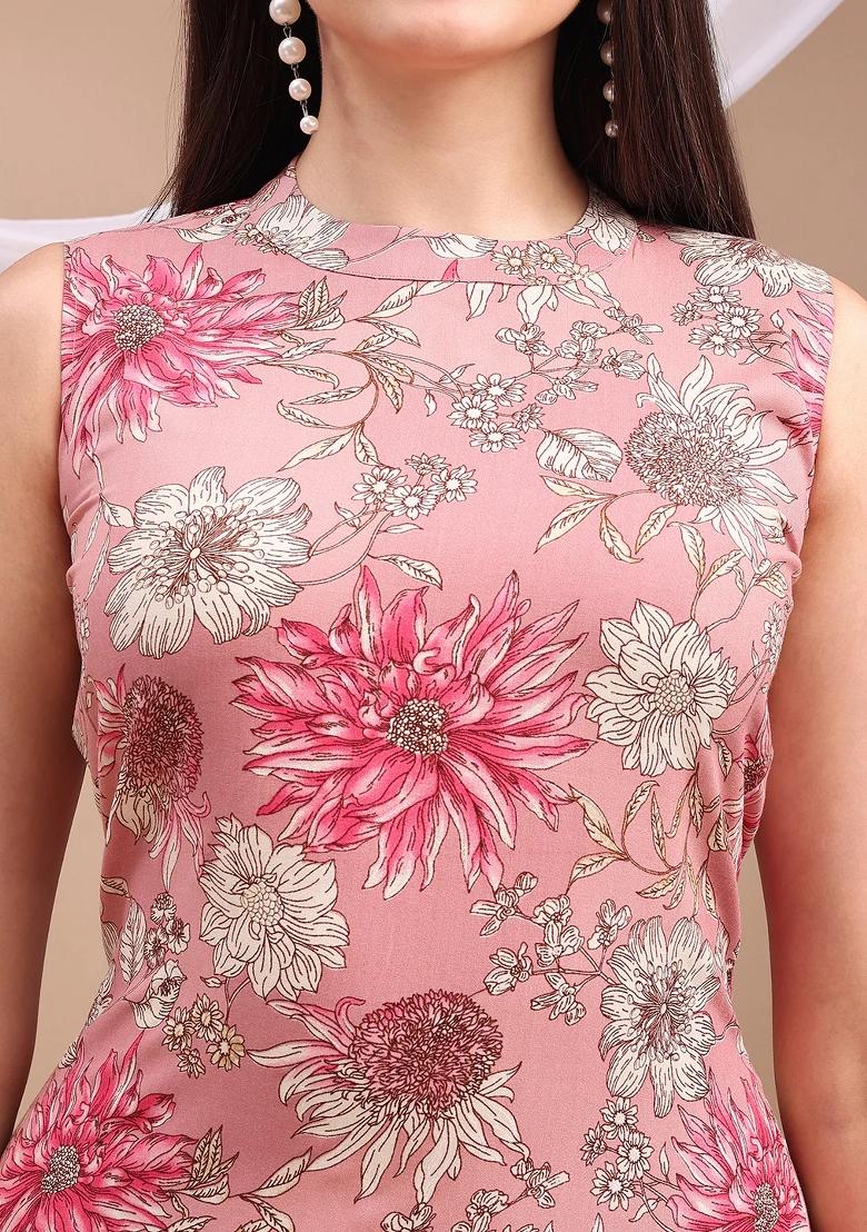 Pink Embroidery Rayon Kurta Set - Indya