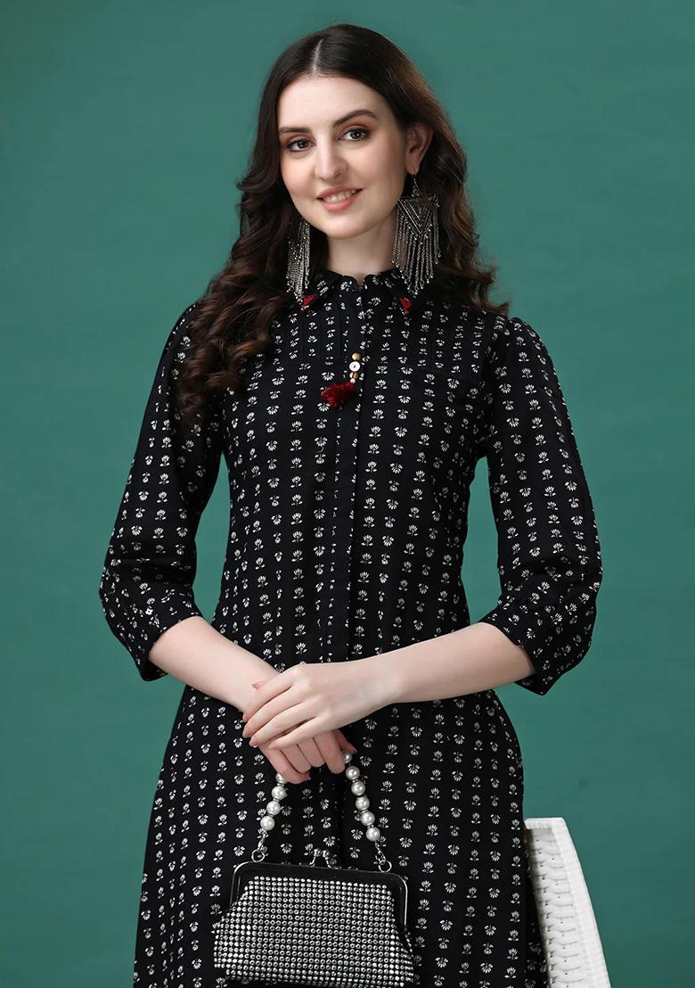 Multicolor Embroidery Rayon Kurta Set - Indya