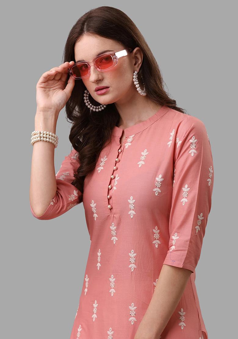 Multicolor Embroidery Rayon Kurta Set - Indya