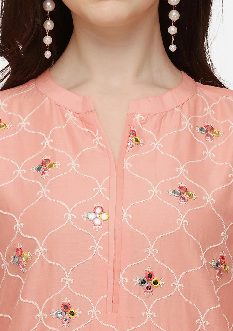 Multicolor Embroidery Rayon Kurta Set - Indya