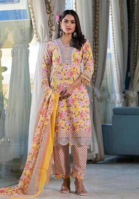 Multicolor Embroidery Rayon Kurta Set