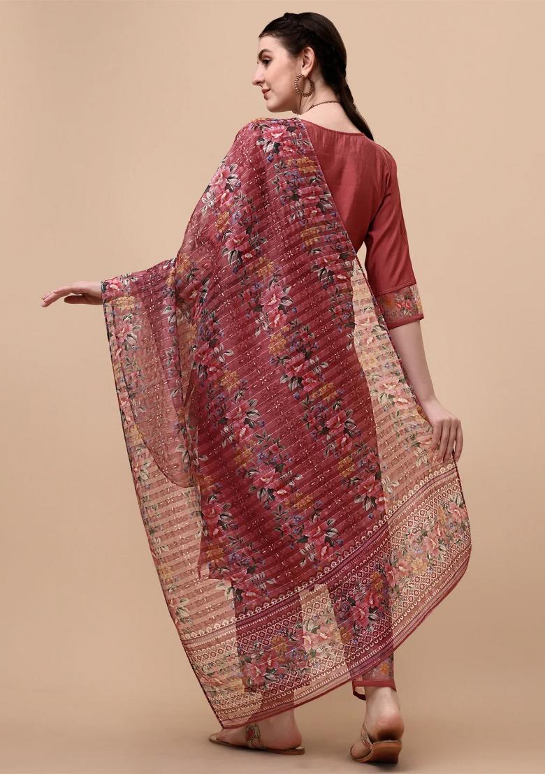 Multicolor Embroidery Rayon Kurta Set - Indya