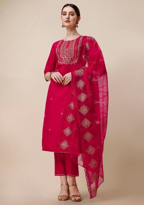 Multicolor Embroidery Rayon Kurta Set