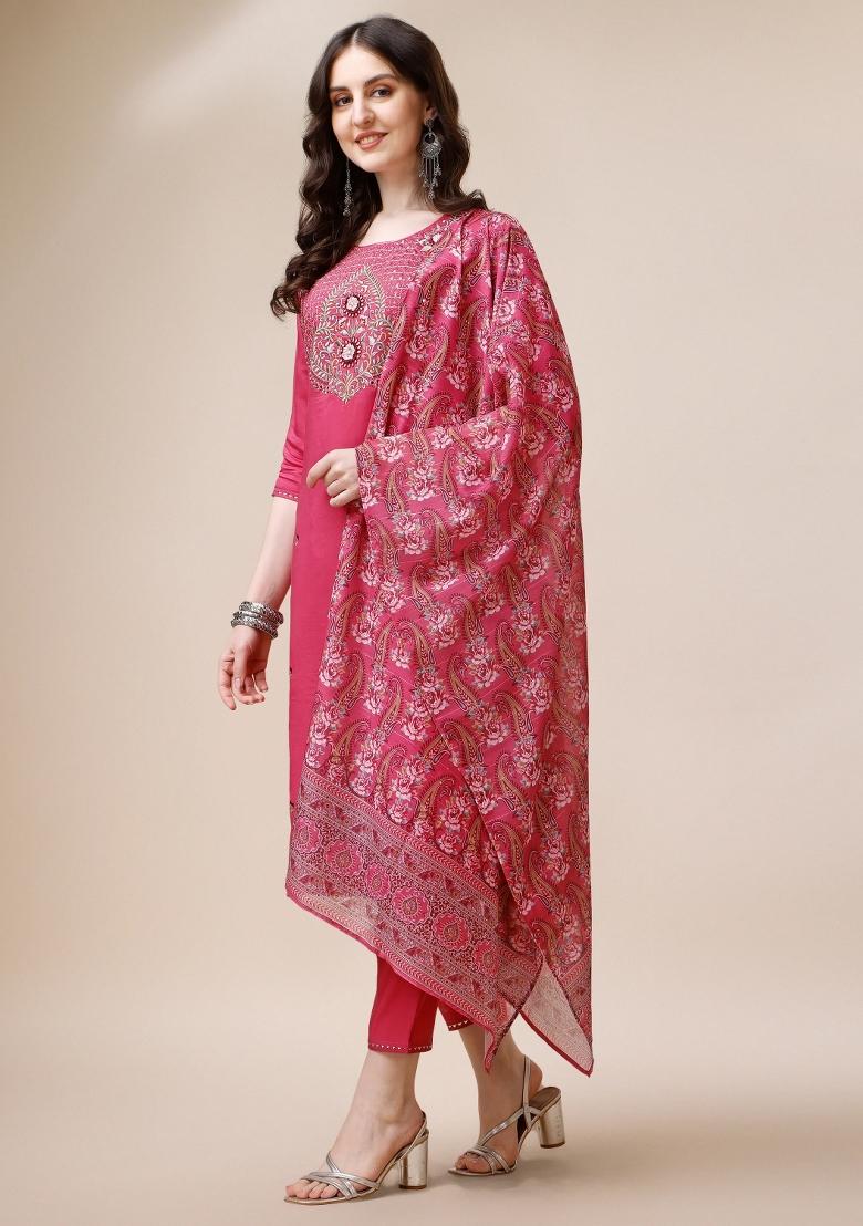 Multicolor Embroidery Rayon Kurta Set - Indya