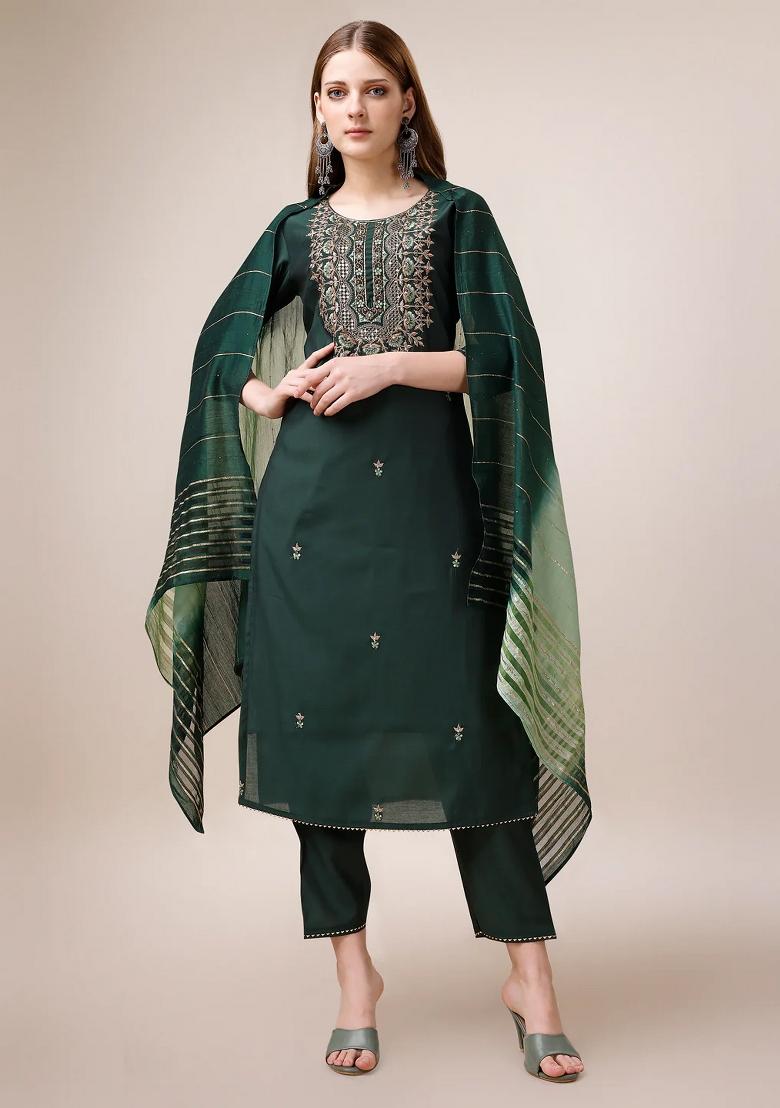 Multicolor Embroidery Rayon Kurta Set - Indya