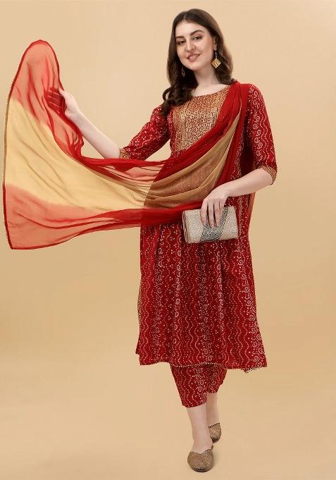 Multicolor Embroidery Rayon Kurta Set