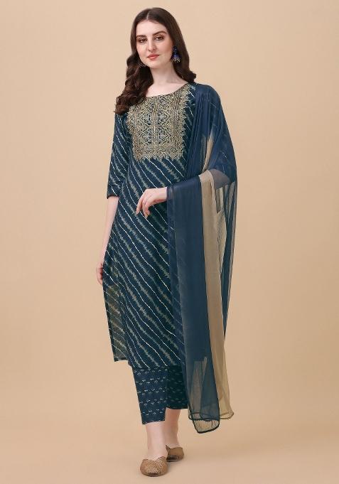 Multicolor Embroidery Rayon Kurta Set