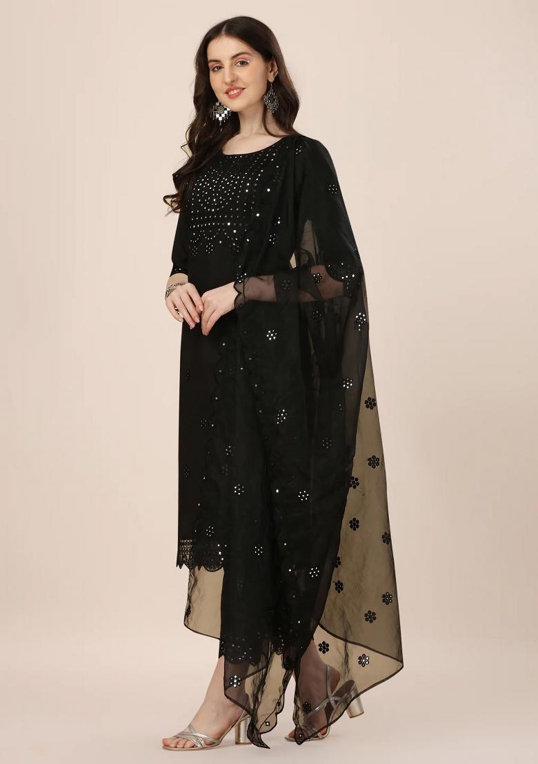 Multicolor Embroidery Rayon Kurta Set - Indya