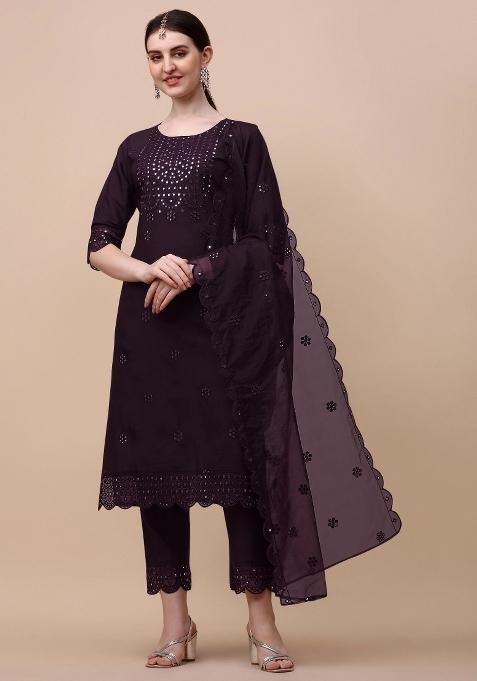 Multicolor Embroidery Rayon Kurta Set