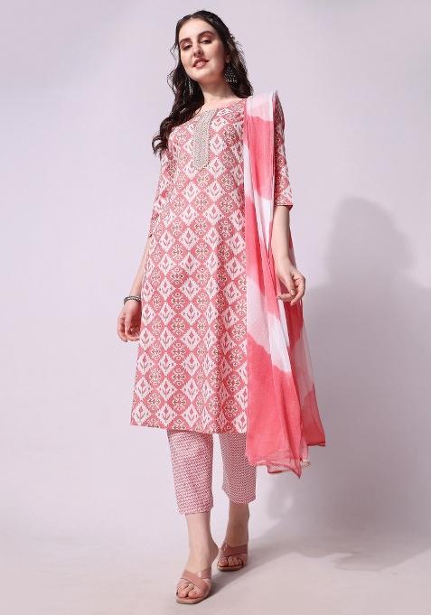 Multicolor Embroidery Rayon Kurta Set