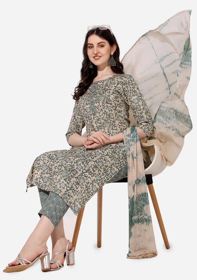 Multicolor Embroidery Rayon Kurta Set - Indya