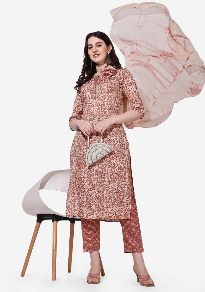 Multicolor Embroidery Rayon Kurta Set - Indya