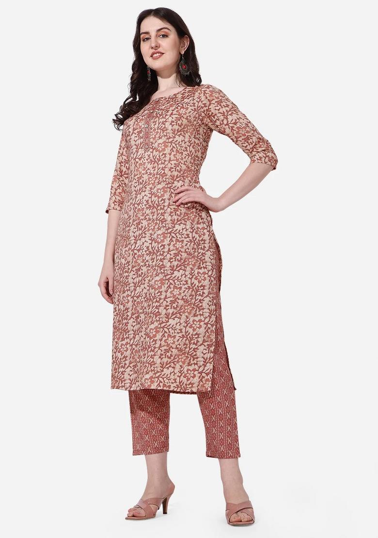 Multicolor Embroidery Rayon Kurta Set - Indya