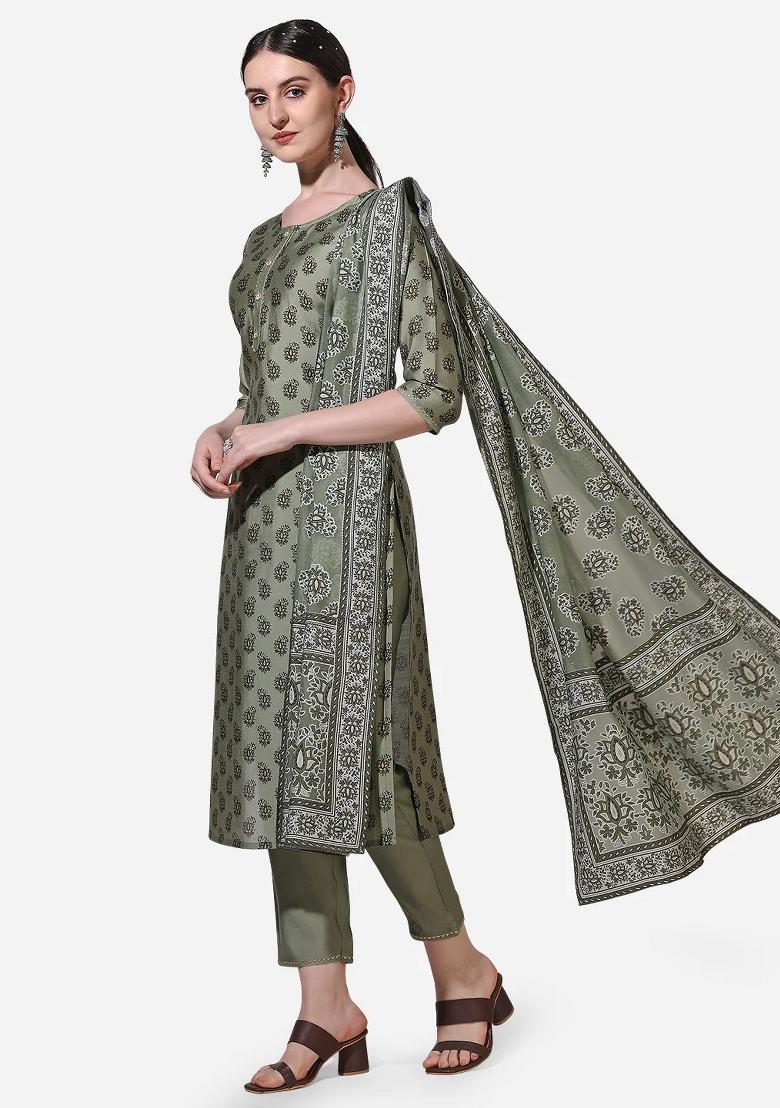 Multicolor Embroidery Rayon Kurta Set - Indya