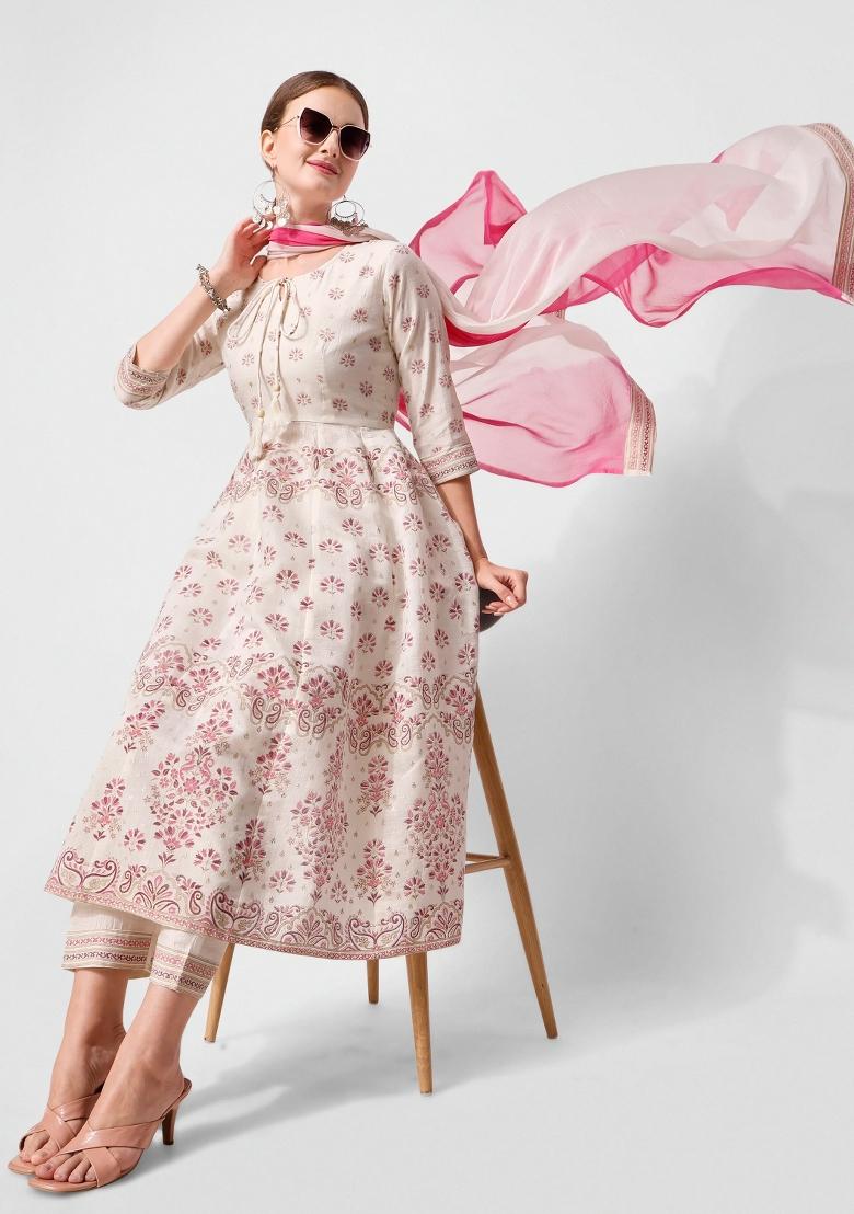 Multicolor Embroidery Rayon Kurta Set - Indya