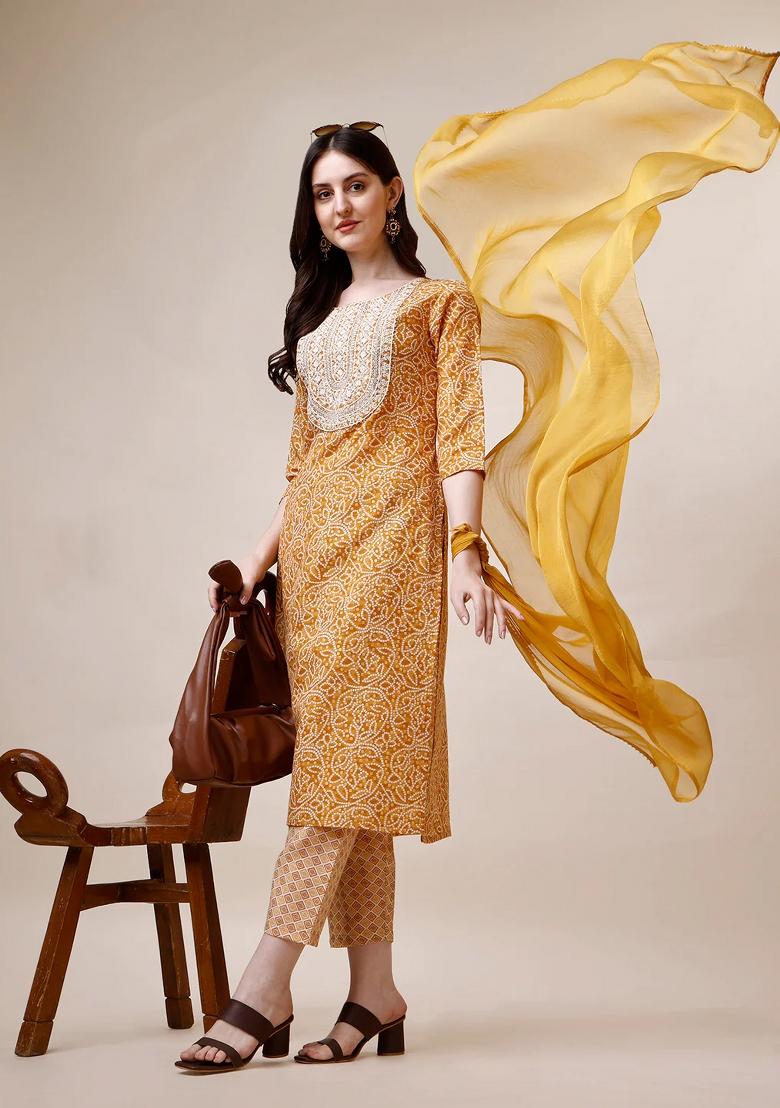 Multicolor Embroidery Rayon Kurta Set - Indya