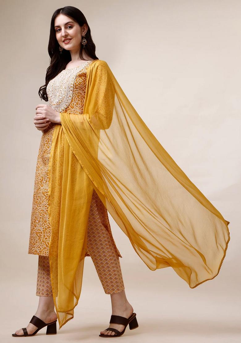 Multicolor Embroidery Rayon Kurta Set - Indya