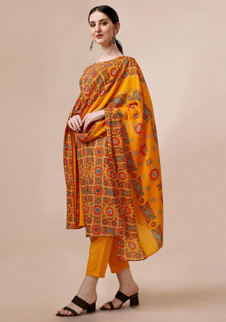 Multicolor Embroidery Rayon Kurta Set - Indya