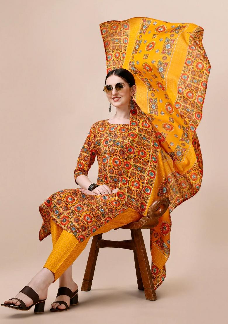 Multicolor Embroidery Rayon Kurta Set - Indya