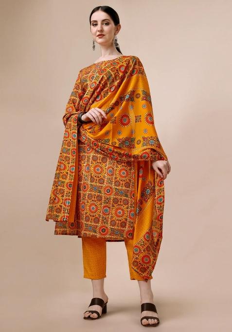 Multicolor Embroidery Rayon Kurta Set