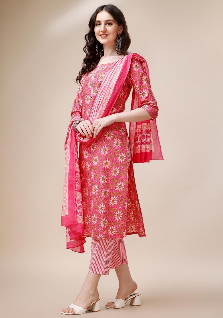 Multicolor Embroidery Rayon Kurta Set - Indya