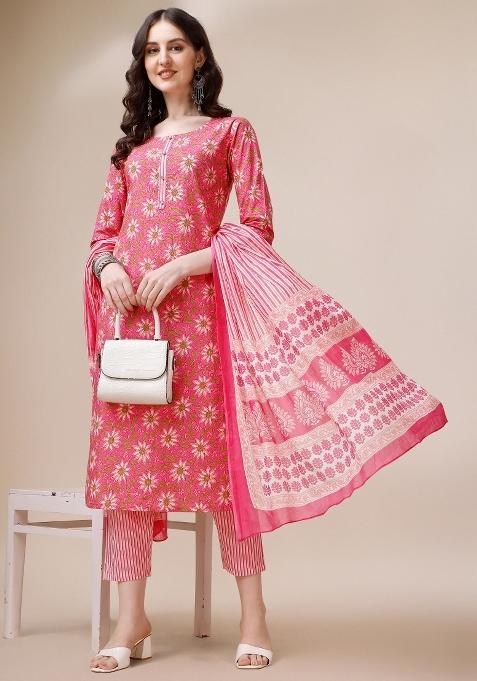 Multicolor Embroidery Rayon Kurta Set