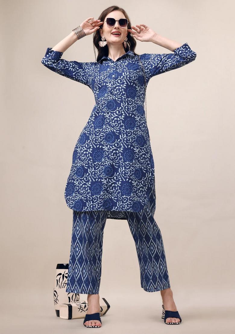 Multicolor Embroidery Rayon Kurta Set - Indya